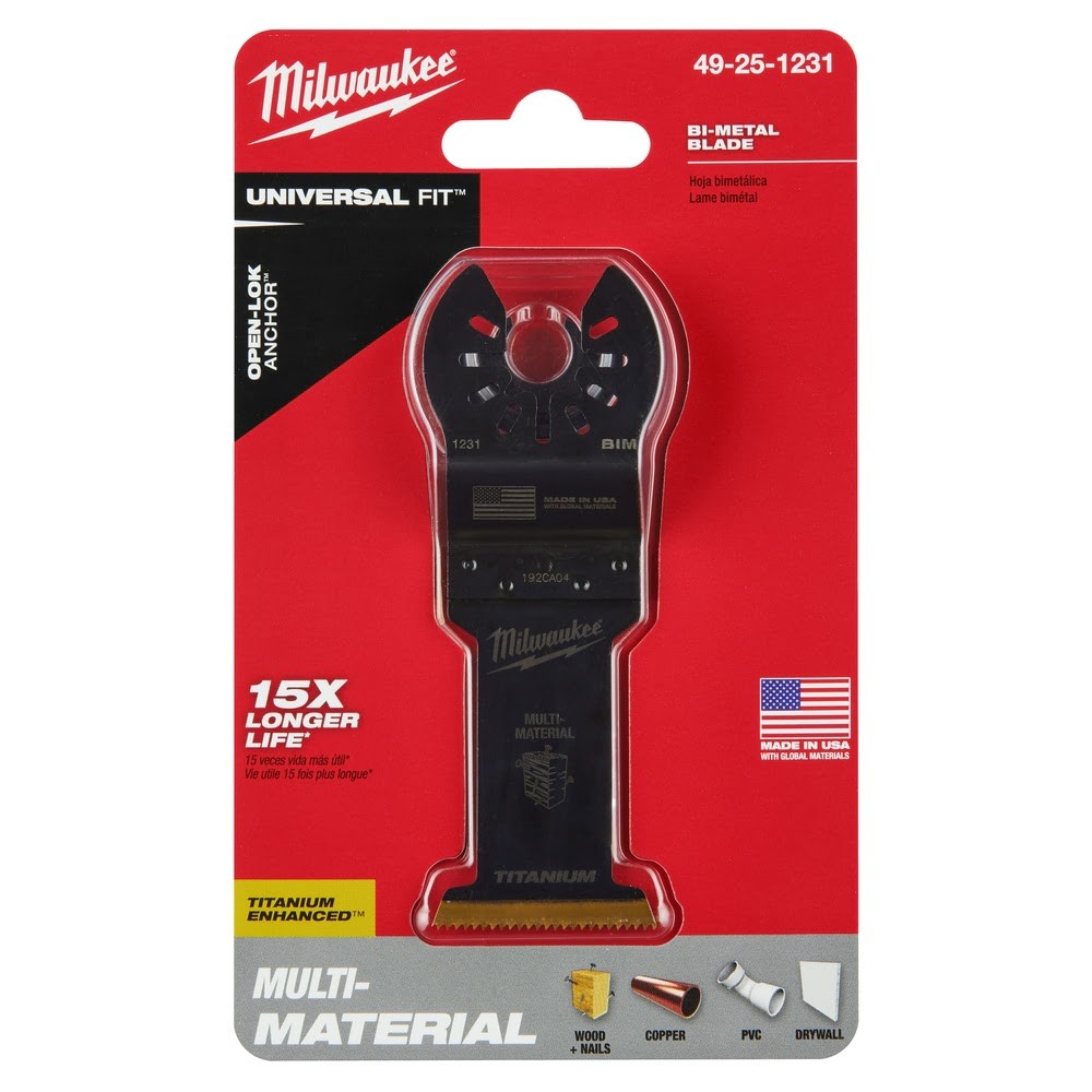 Milwaukee 49-25-1231 Milwaukee® OPEN-LOK™ 1-3/8 TITANIUM ENHANCED BI-METAL MULTI-MATERIAL BLADE 1PK