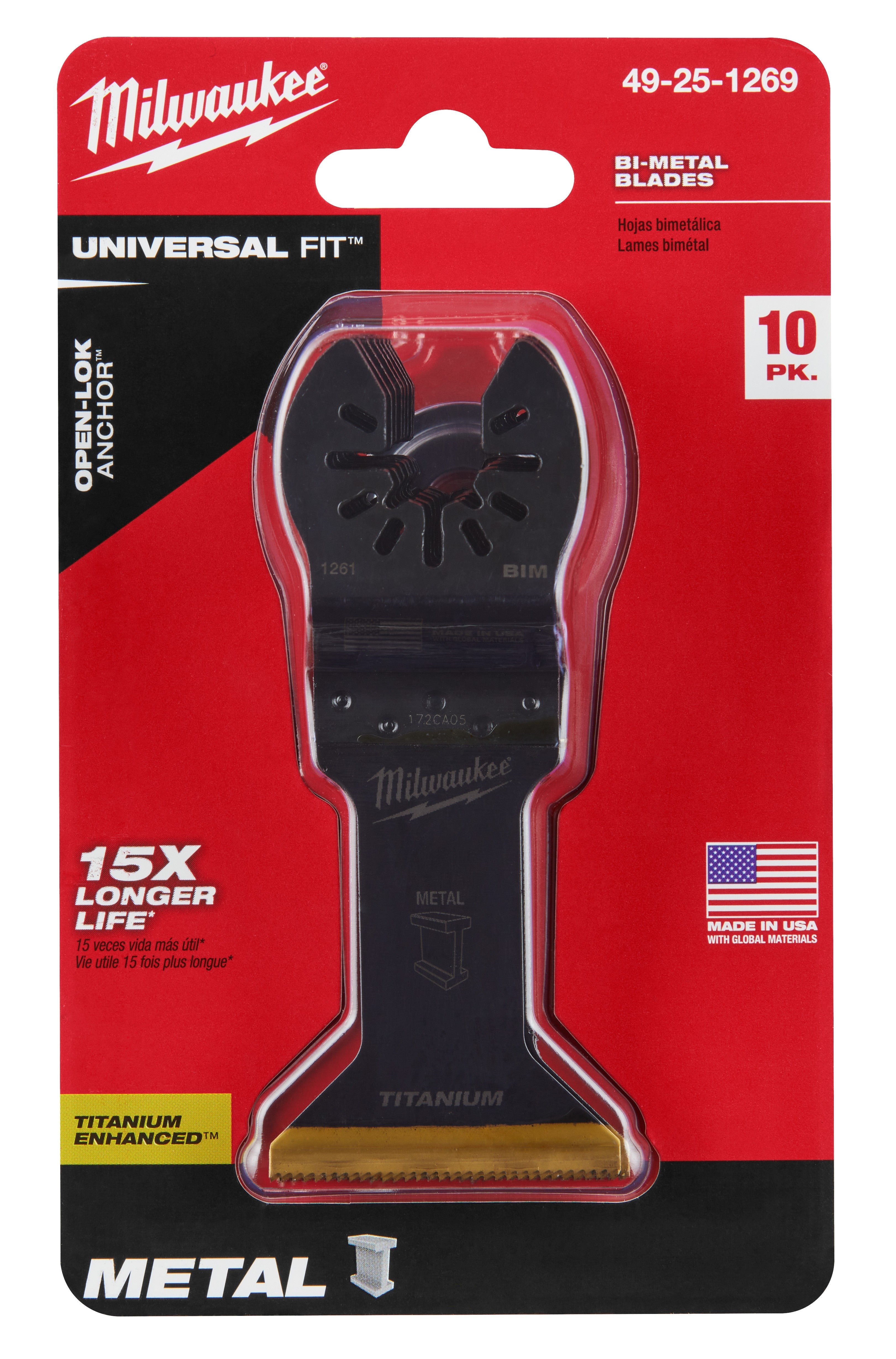 Milwaukee 49-25-1269 Milwaukee® OPEN-LOK™ 1-3/4 TITANIUM ENHANCED BI-METAL METAL BLADES 10PK