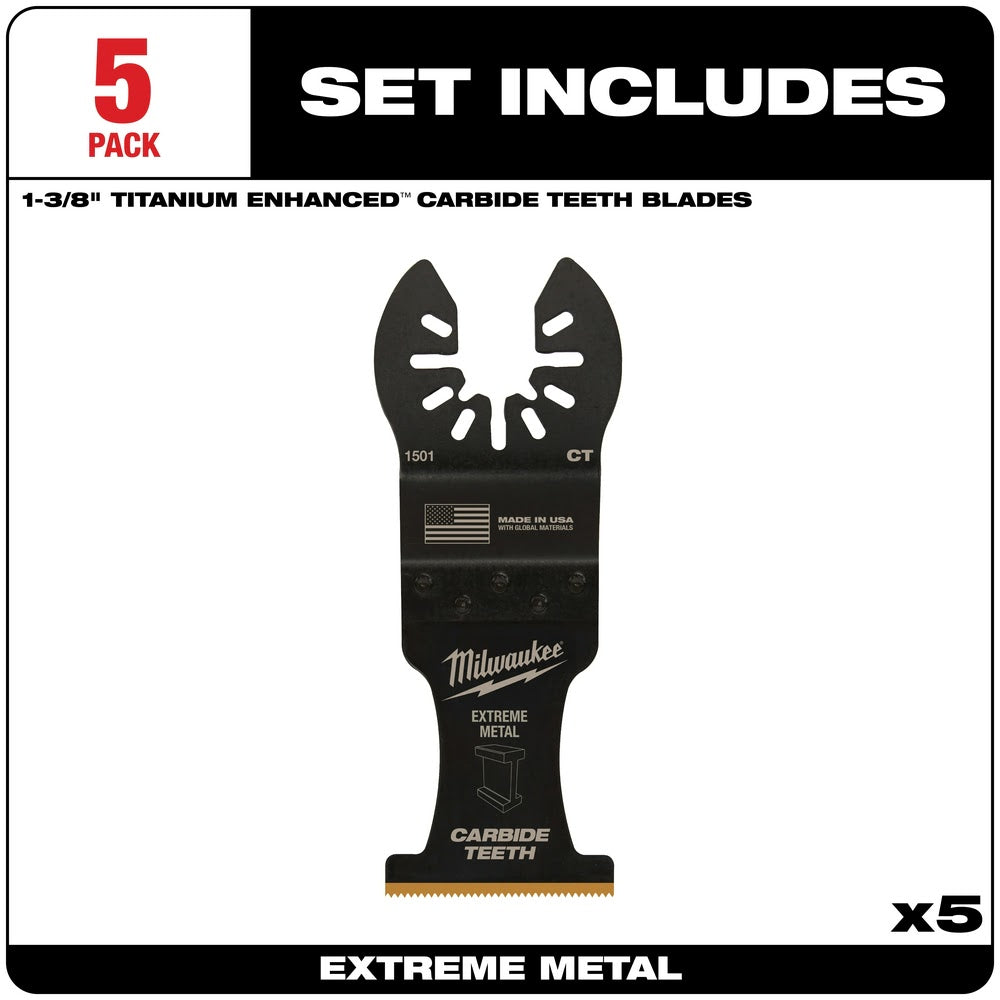 Milwaukee 49-25-1505 Milwaukee® OPEN-LOK™ 1-3/8 TITANIUM ENHANCED CARBIDE TEETH METAL BLADE 5PK