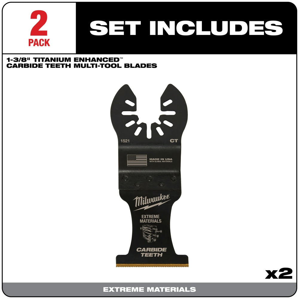 Milwaukee 49-25-1522 Milwaukee® OPEN-LOK™ 1-3/8 TITANIUM ENHANCED CARBIDE TEETH MULTI-MATERIAL BLADE 2PK