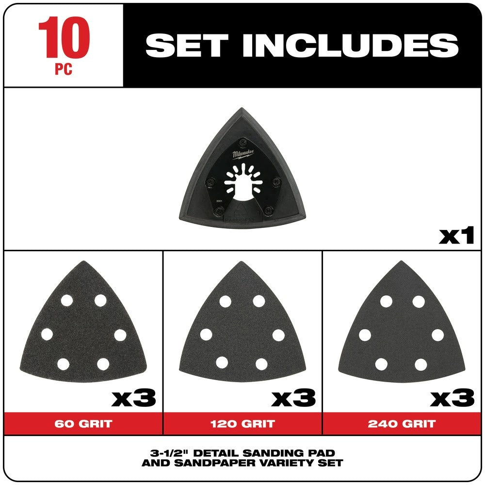 Milwaukee 49-25-2009 Milwaukee® OPEN-LOK™ 3-1/2 SANDING PAD & PAPER VAR SET