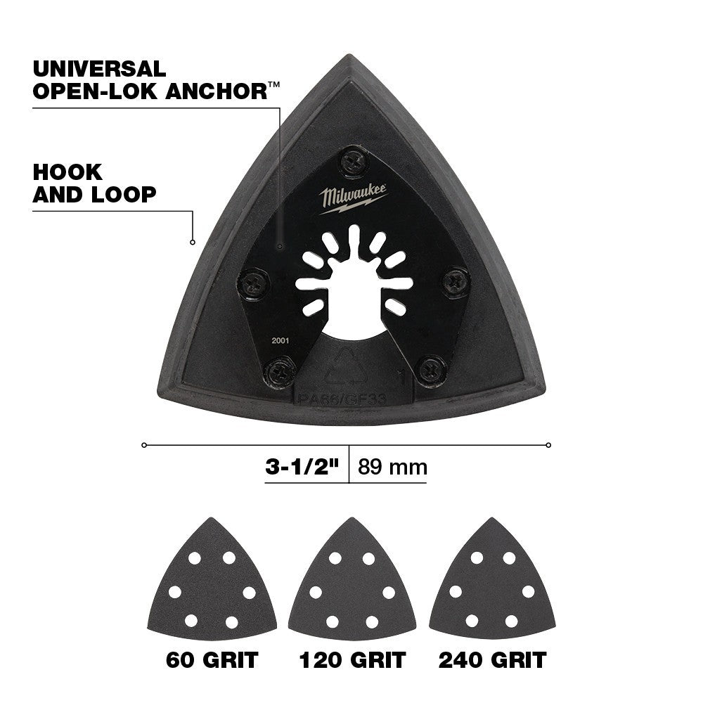 Milwaukee 49-25-2009 Milwaukee® OPEN-LOK™ 3-1/2 SANDING PAD & PAPER VAR SET