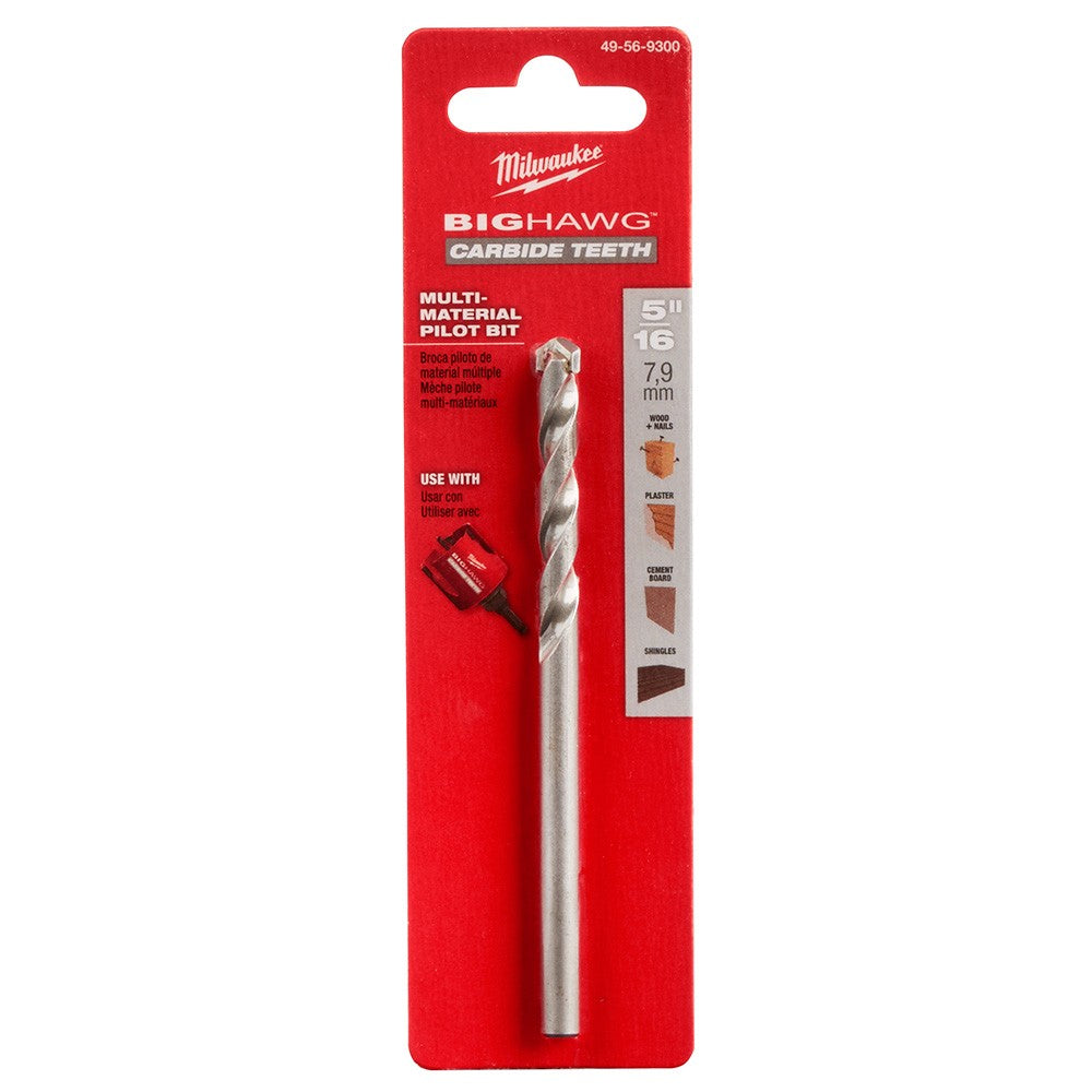 Milwaukee 49-56-9300 5/16 Big Hawg with Long Life Multi-Material Carbide Teeth Pilot Bit