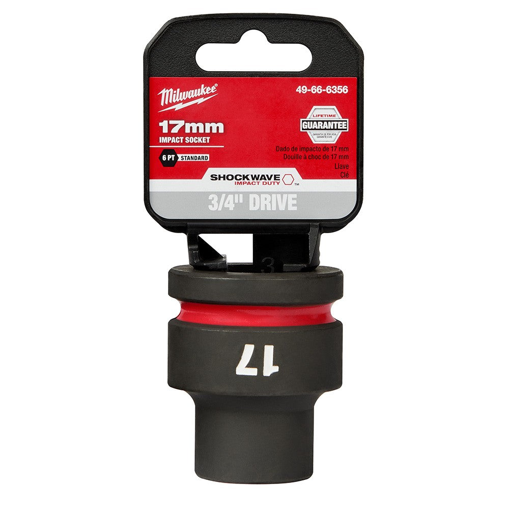 Milwaukee 49-66-6356 SHOCKWAVE Impact Duty™ 3/4Drive 17MM Standard 6 Point Socket