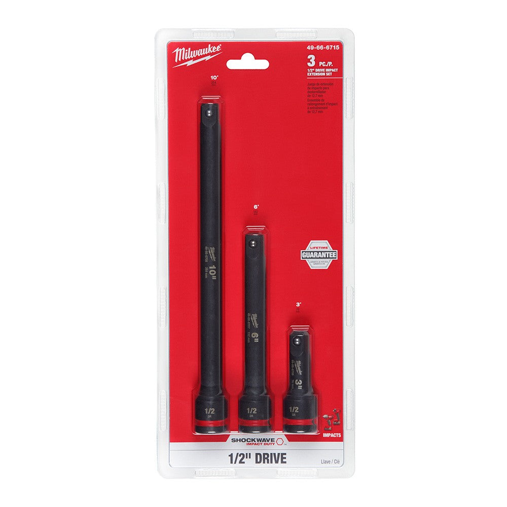 Milwaukee 49-66-6715 3PC SHOCKWAVE Impact Duty™ 1/2Drive Extension Set