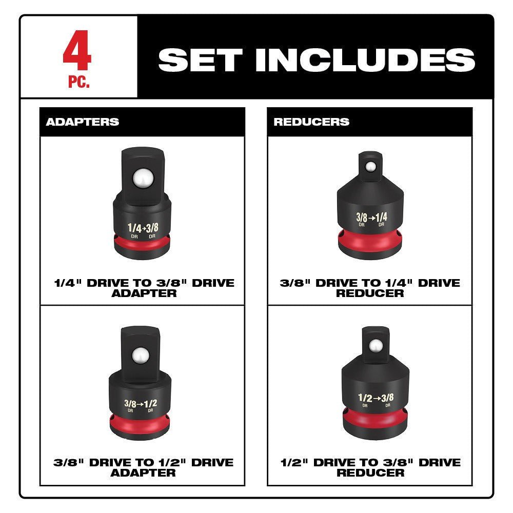 Milwaukee 49-66-6742 SHOCKWAVE Impact Duty™ 1/4-1/2Drive Adapter Set