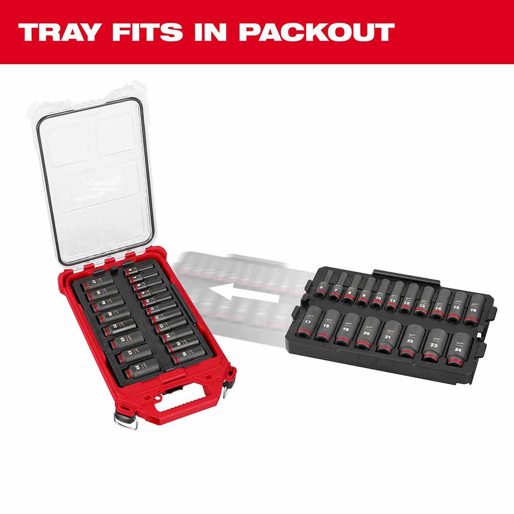 Milwaukee 49-66-6816 Shockwave Impact Duty Socket 3/8 Drive 19-Piece MM Tray Set
