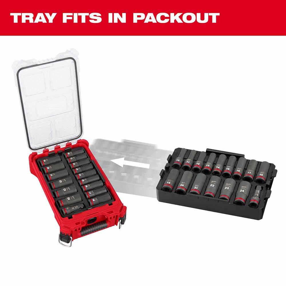 Milwaukee 49-66-6818 Shockwave Impact Duty Socket 1/2 Drive 16-Piece MM Tray Set