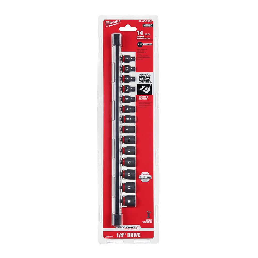 Milwaukee 49-66-7002 14PC SHOCKWAVE Impact Duty™ 1/4 Drive Metric Standard 6 Point Socket Set