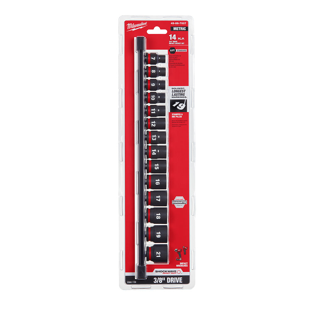 Milwaukee 49-66-7007 14Pc SHOCKWAVE Impact Duty™ 3/8 Drive Metric Standard 6 Point Socket Set
