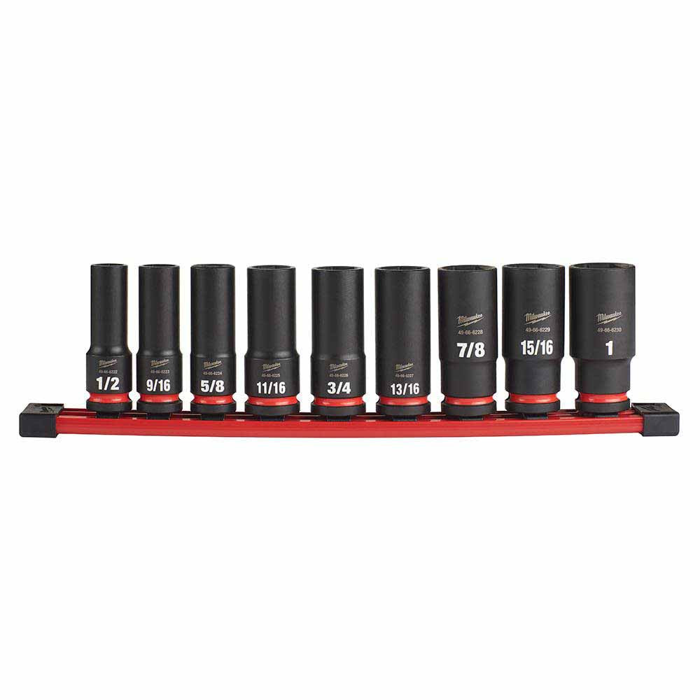 Milwaukee 49-66-7022 9PC SHOCKWAVE Impact Duty™ 1/2 Drive SAE Deep 6 Point Socket Set