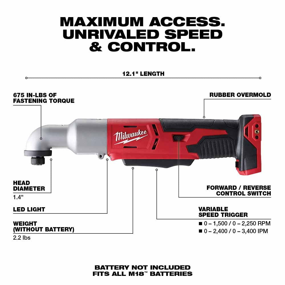 Milwaukee 2667-20 M18 2-Speed 1/4 Right Angle Impact Driver, Bare Tool
