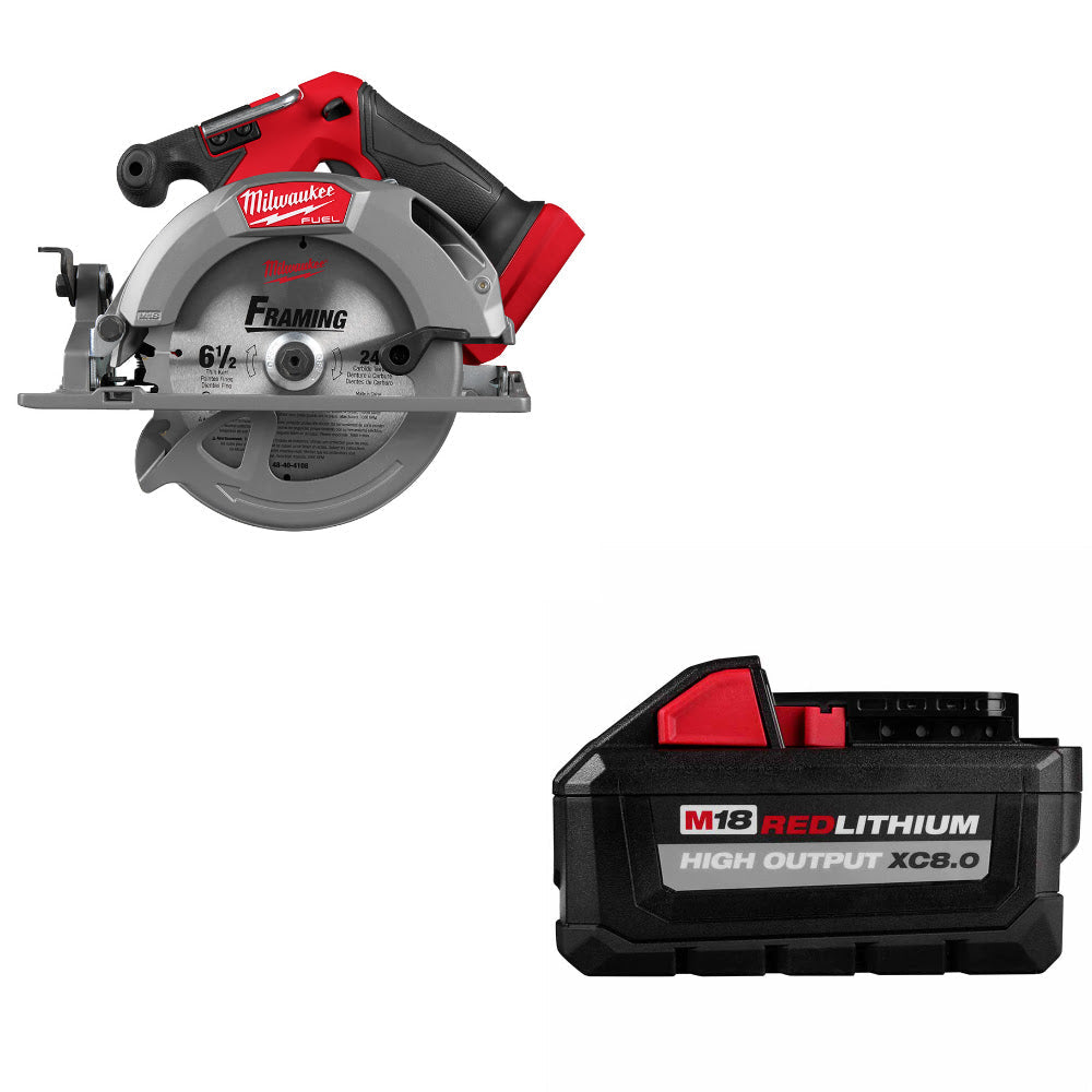 Milwaukee 2833-20 M18 FUEL 6-1/2 Circ Saw W/ FREE 48-11-1880 M18 XC8 BATTERY