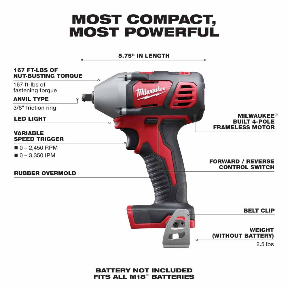 Milwaukee 2658-20 M18 3/8 Impact Wrench with Friction Ring
