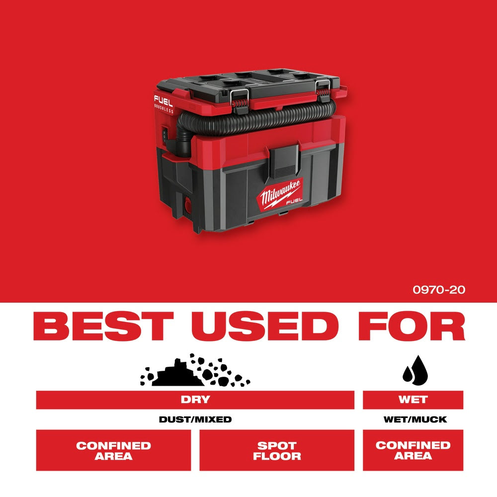 Milwaukee  0970-20 M18 FUEL PACKOUT 2.5 Gallon Wet/Dry Vacuum