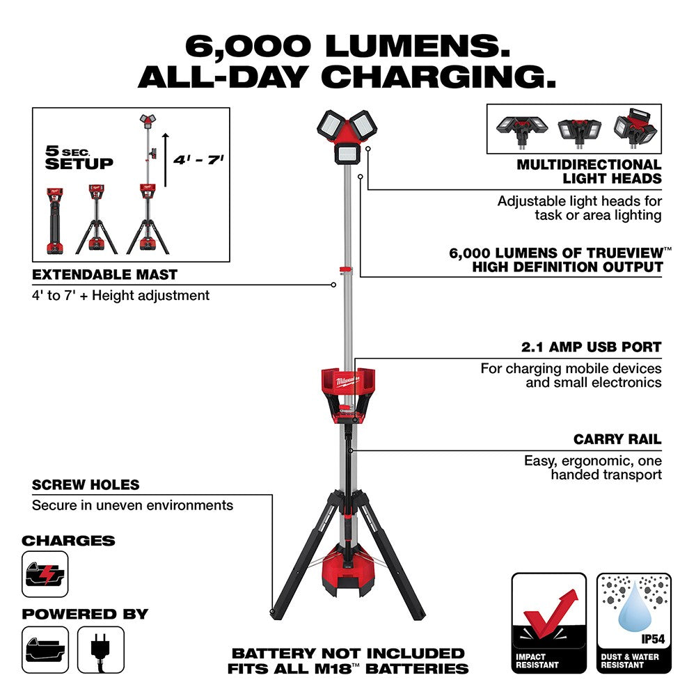 Milwaukee 2136-20 M18 ROCKET Tower Light/Charger, Bare Tool