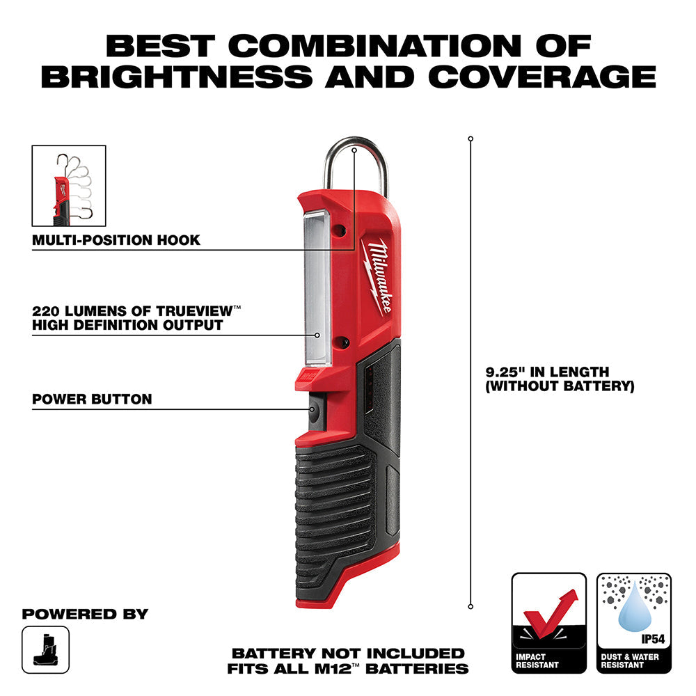 Milwaukee 2351-20 M12 12V Cordless Lithium-Ion LED Stick Light, Bare Tool
