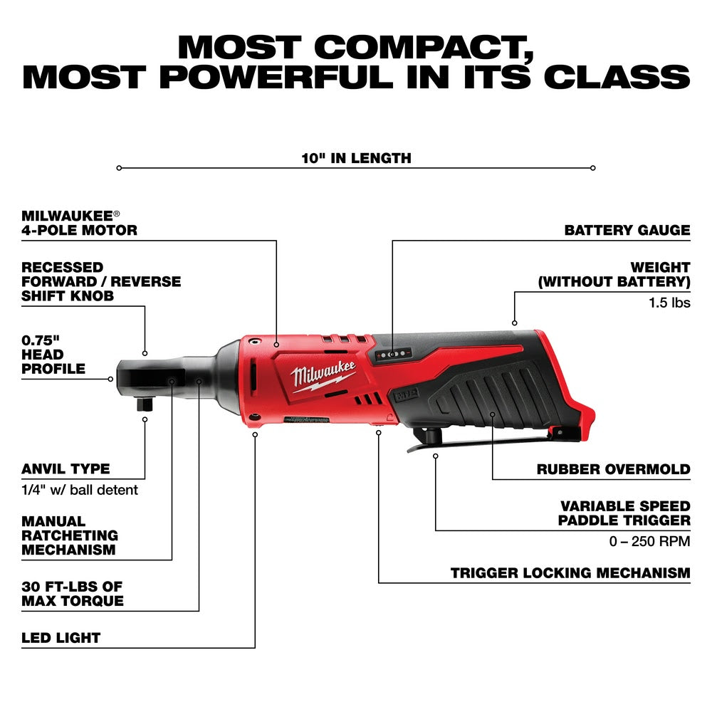 Milwaukee 2456-20 M12™ Cordless 1/4 Ratchet