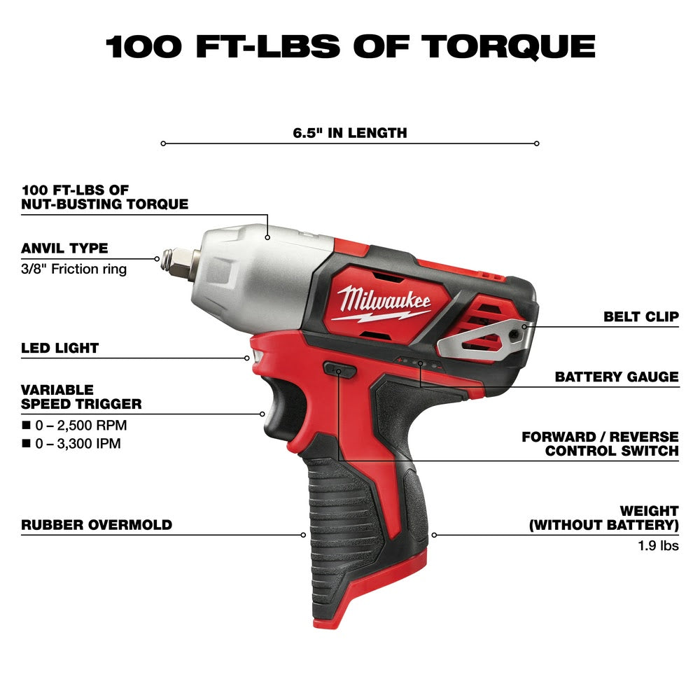 Milwaukee 2463-20 M12 3/8” Impact Wrench (Bare)