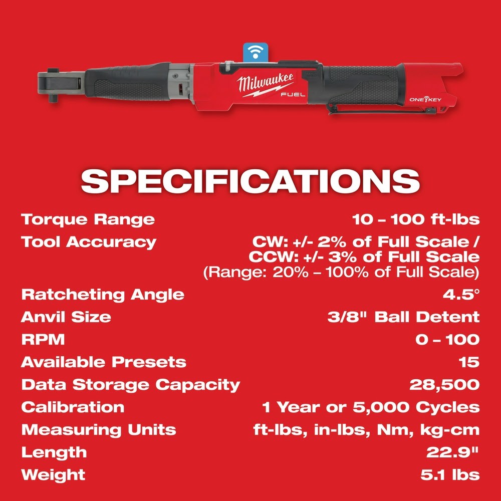 Milwaukee 2465-20 M12 FUEL 3/8 Digital Torque Wrench w/ ONE-KEY Bare Tool