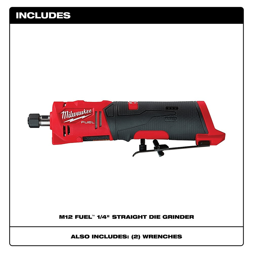 Milwaukee 2486-20 M12 FUEL Straight Die Grinder, Bare