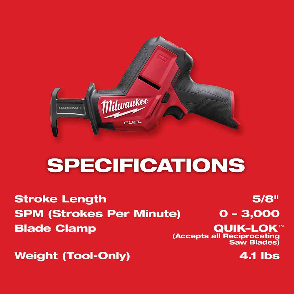 Milwaukee 2520-20 M12 FUEL HACKZALL Recip Saw, Tool Only