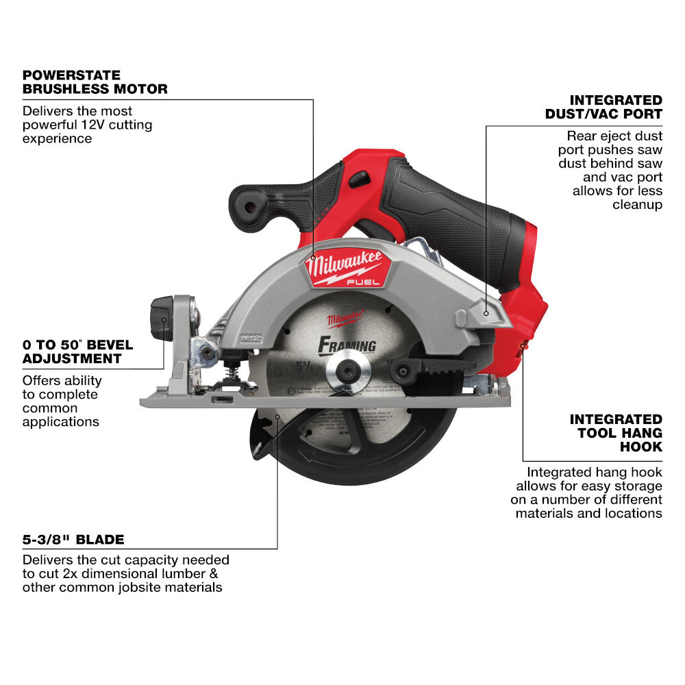 Milwaukee 2521-21HO M12 FUEL 5-3/8 Circular Saw Kit