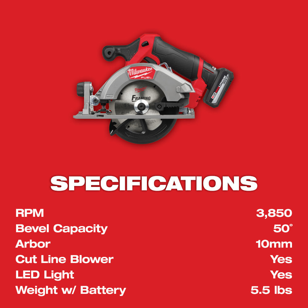 Milwaukee 2521-21HO M12 FUEL 5-3/8 Circular Saw Kit