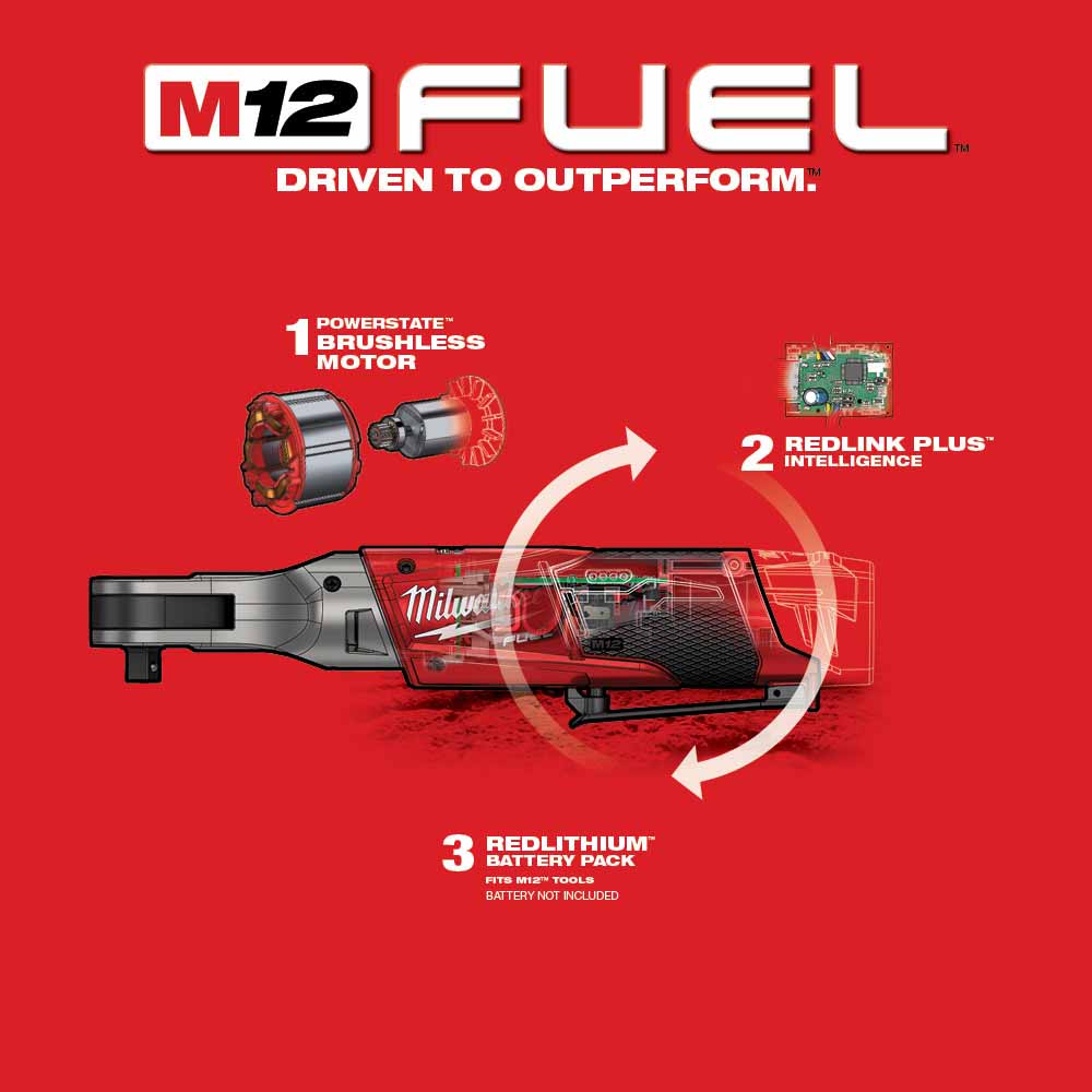 Milwaukee 2557-20 M12 FUEL 3/8 Ratchet, Bare Tool