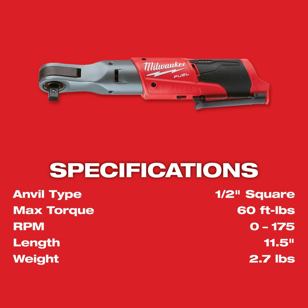 Milwaukee 2558-20 M12 FUEL 1/2 Ratchet, Bare Tool