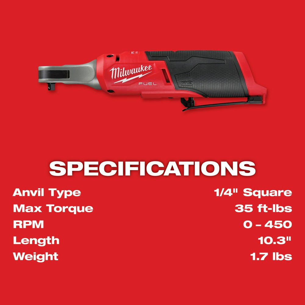 Milwaukee 2566-22 M12 FUEL™ 1/4 High Speed Ratchet Kit