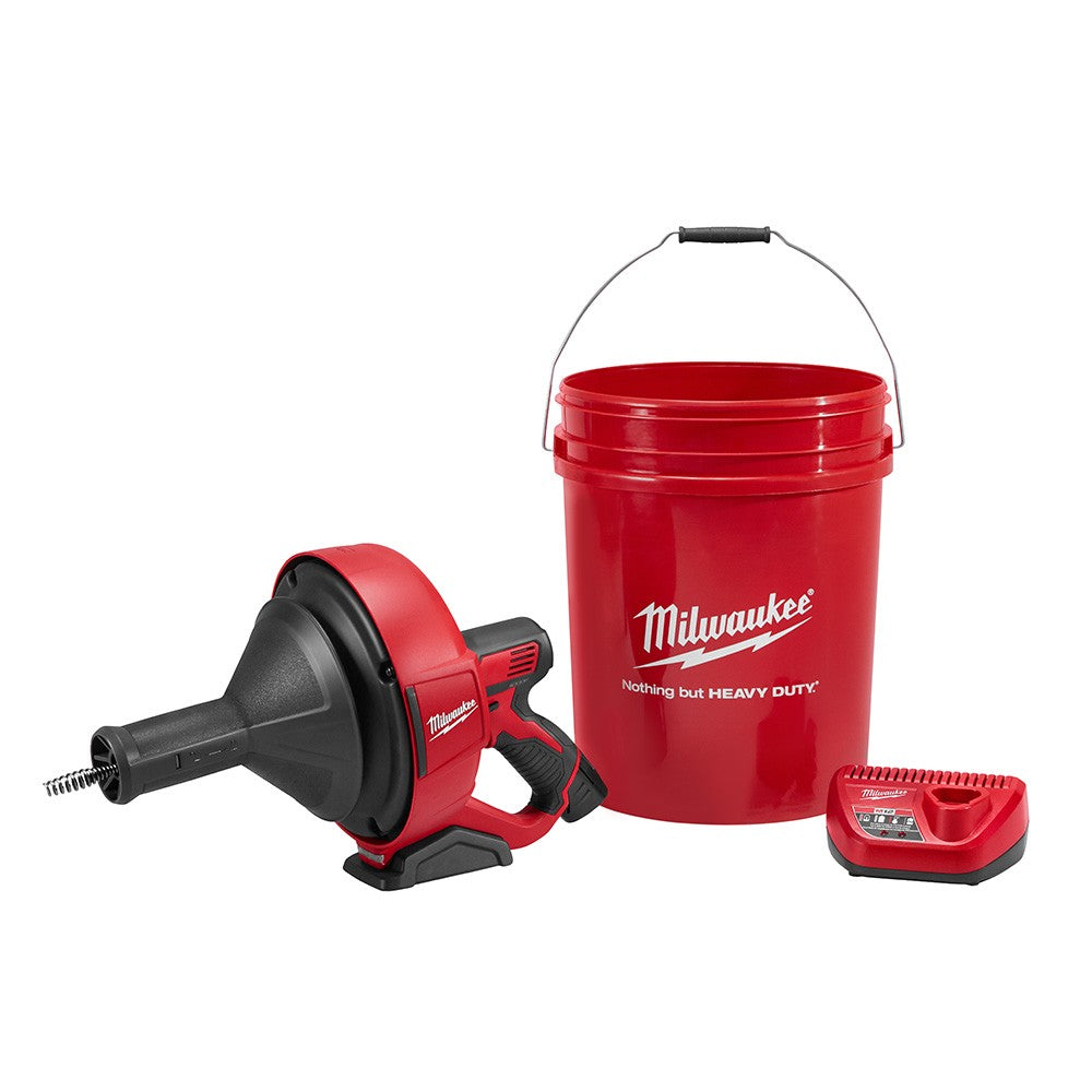 Milwaukee 2571-21 M12 Drain Snake Kit, 5/16 x 25 Bulb Cable, Storage Bucket