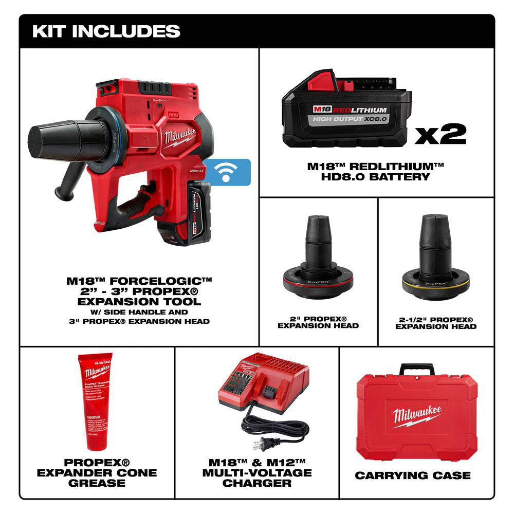 Milwaukee 2633-22HD M18™ FORCE LOGIC™ 2”-3” ProPEX® Expansion Tool Kit