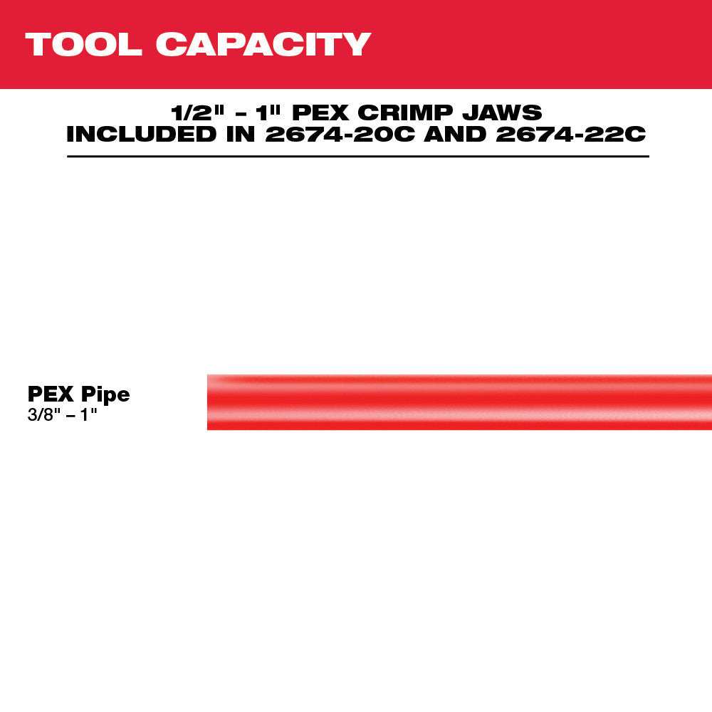 Milwaukee 2674-22C M18 Short Throw Press Tool Kit with PEX Crimp Jaws