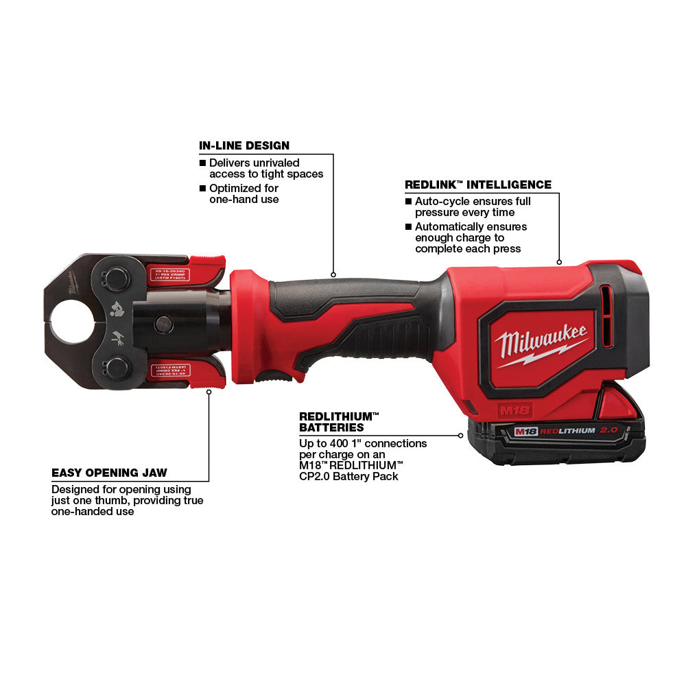 Milwaukee 2674-22C M18 Short Throw Press Tool Kit with PEX Crimp Jaws