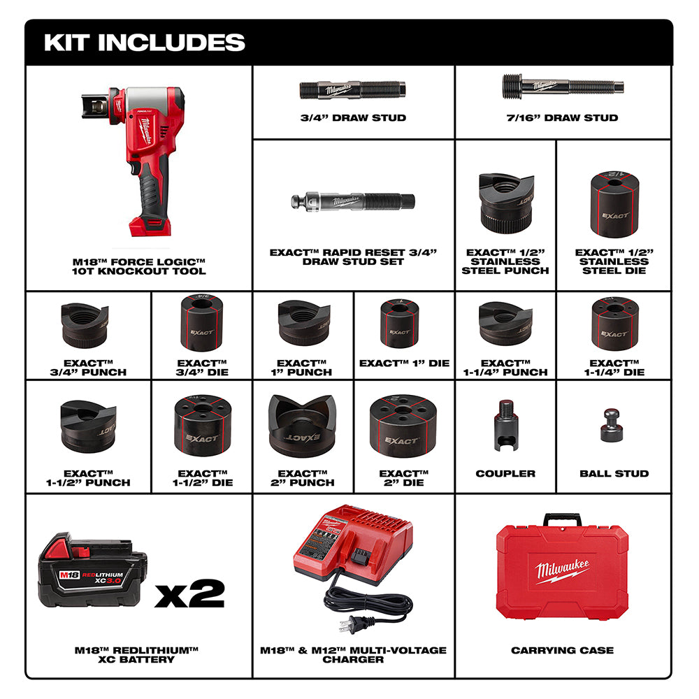 Milwaukee 2677-21 M18 FORCE LOGIC 6T Knockout Tool 1/2 - 2 Kit