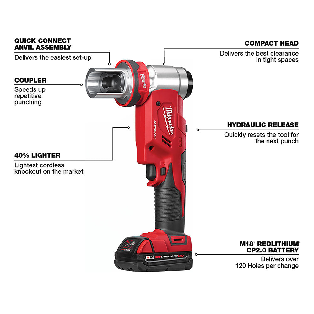Milwaukee 2677-21 M18 FORCE LOGIC 6T Knockout Tool 1/2 - 2 Kit