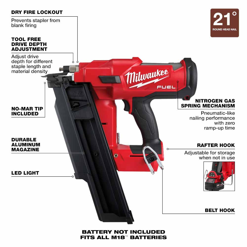 Milwaukee  2744-20 M18 FUEL™ 21 Degree Framing Nailer