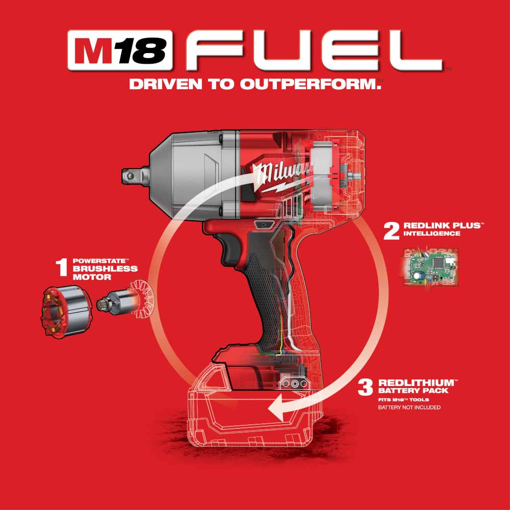 Milwaukee 2766-20 M18 FUEL 1/2 High Torque Impact Wrench w/Pin Detent