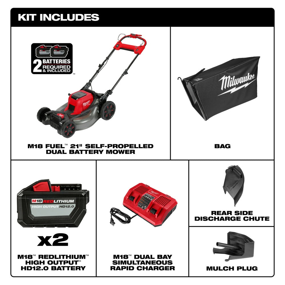 Milwaukee 2823-22HD M18 FUEL™ 21 Self-Propelled Dual Battery Lawn Mower