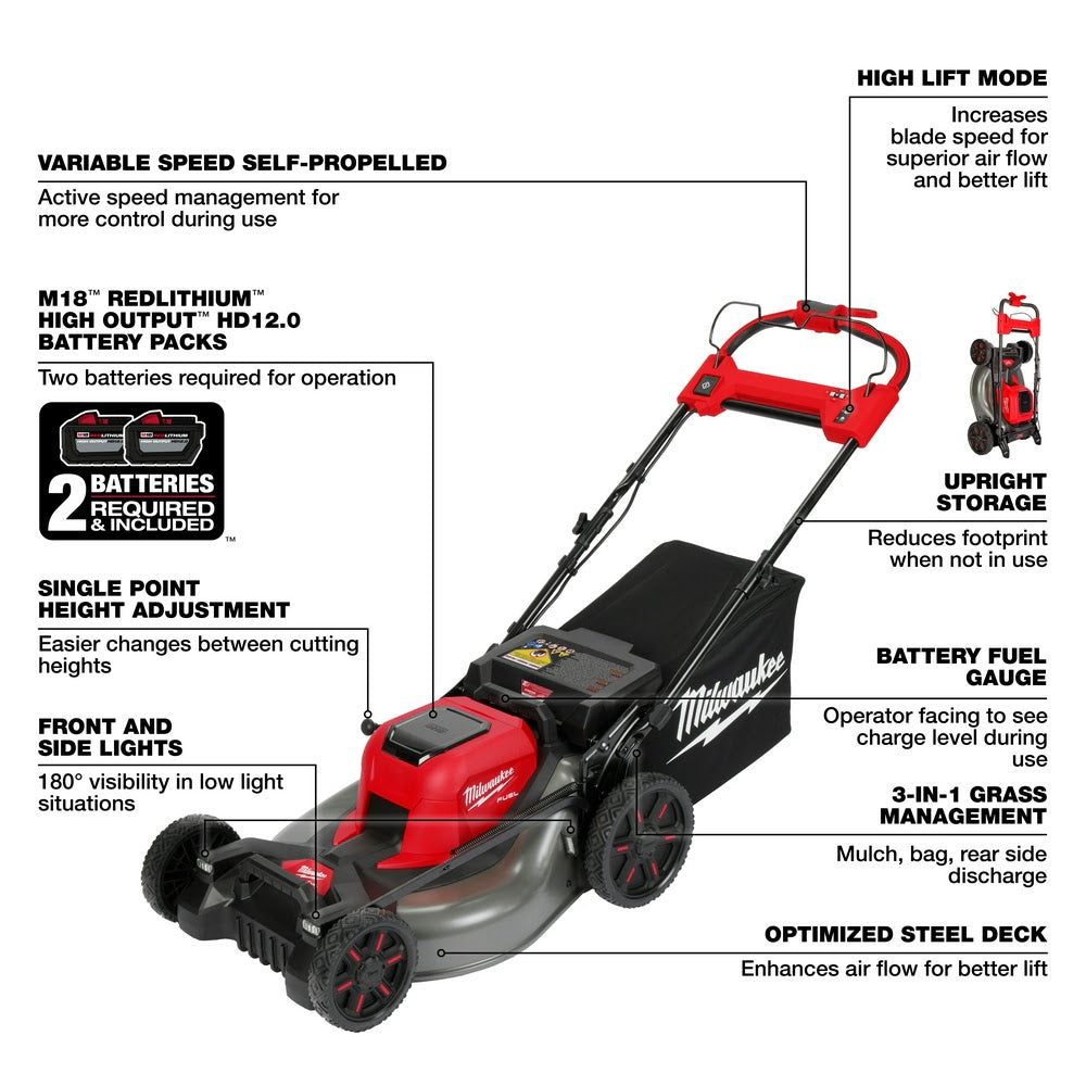 Milwaukee 2823-22HD M18 FUEL™ 21 Self-Propelled Dual Battery Lawn Mower