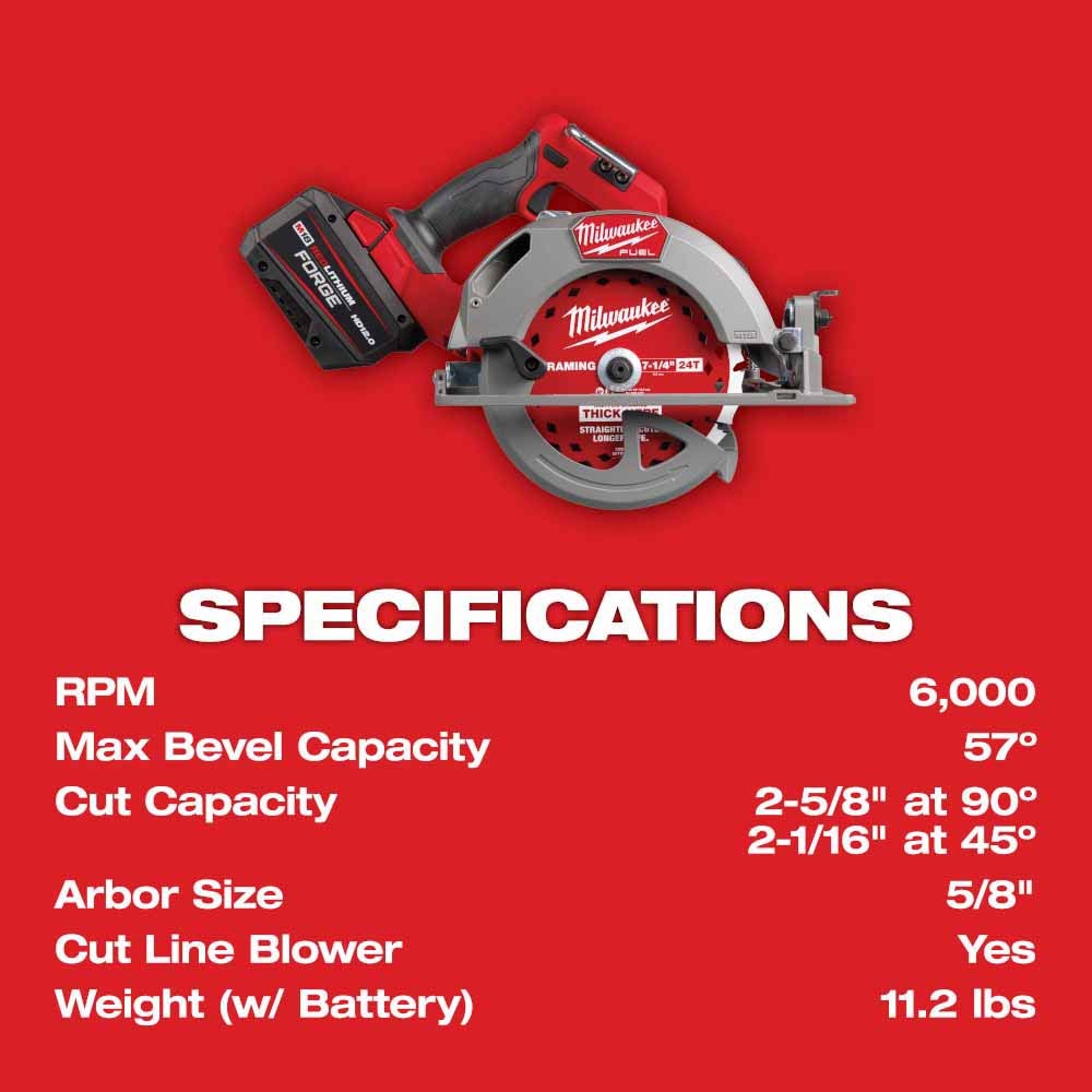 Milwaukee 2834-21HD M18 FUEL 7-1/4” Circular Saw Kit