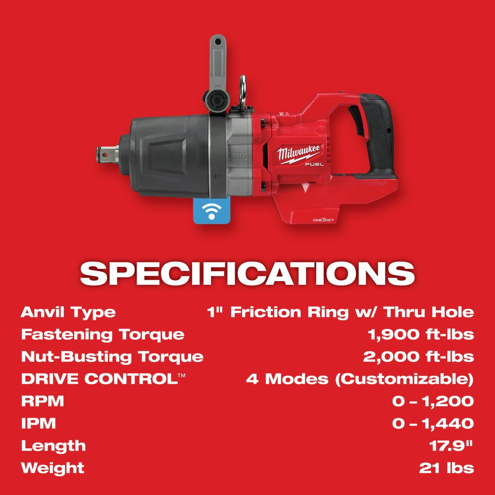 Milwaukee 2868-20 M18 FUEL 1 D-Handle High Torque Impact Wrench w/ ONE-KEY