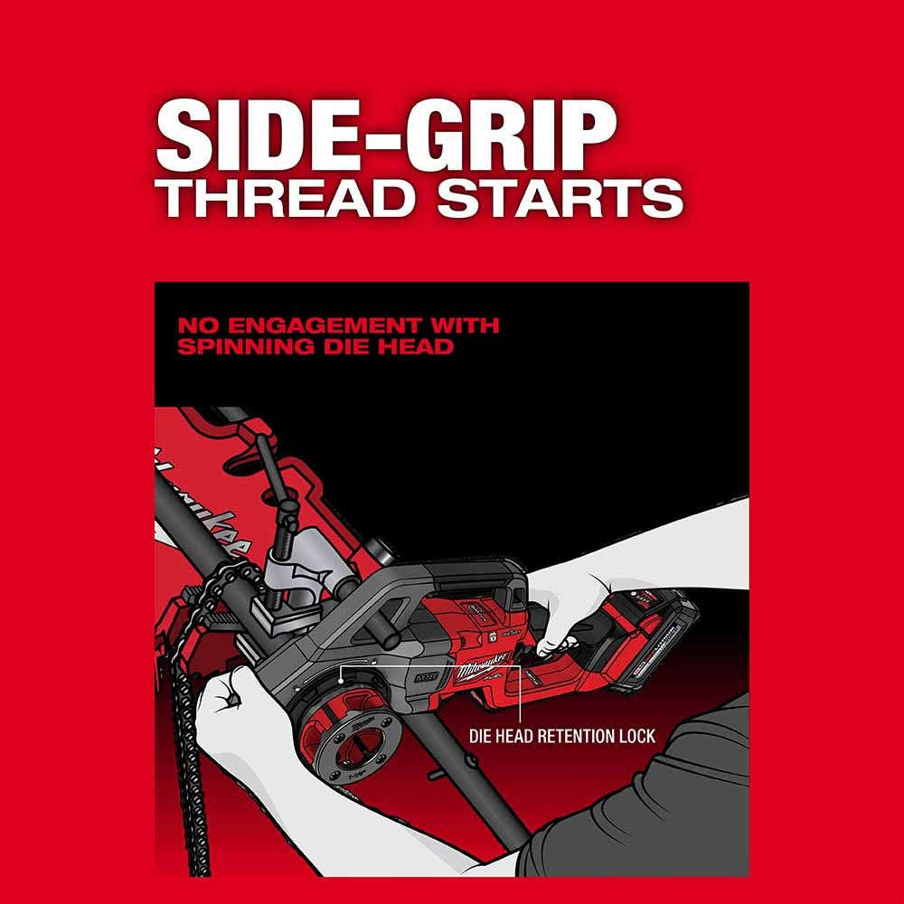 Milwaukee 2870-22 M18 Compact 1/2-1-1/4 Alloy NPT Portable Pipe Threading Forged Aluminum Die Head Kit