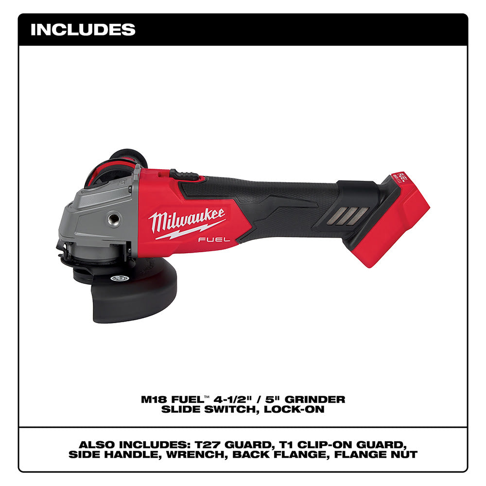 Milwaukee 2881-20 M18 FUEL™ 4-1/2 / 5 Grinder Slide Switch, Lock-On