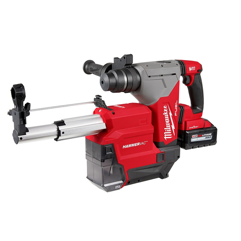 Milwaukee 2915-22DE M18 FUEL 1-1/8” SDS Plus Rotary Hammer Kit with Dedicated Dust Extractor - (2) XC6.0 Battery Pack