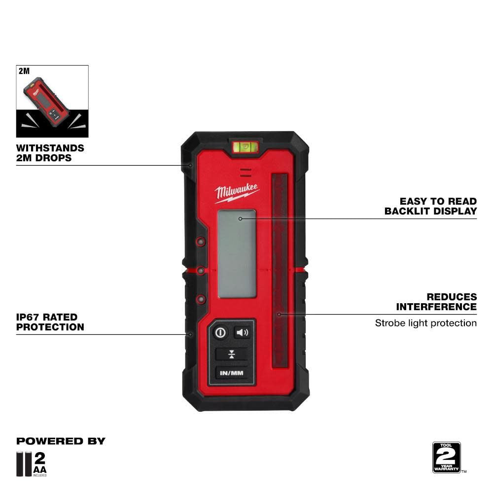 Milwaukee 3701-21 M18 Red Exterior Rotary Laser Level Kit w/ Receiver