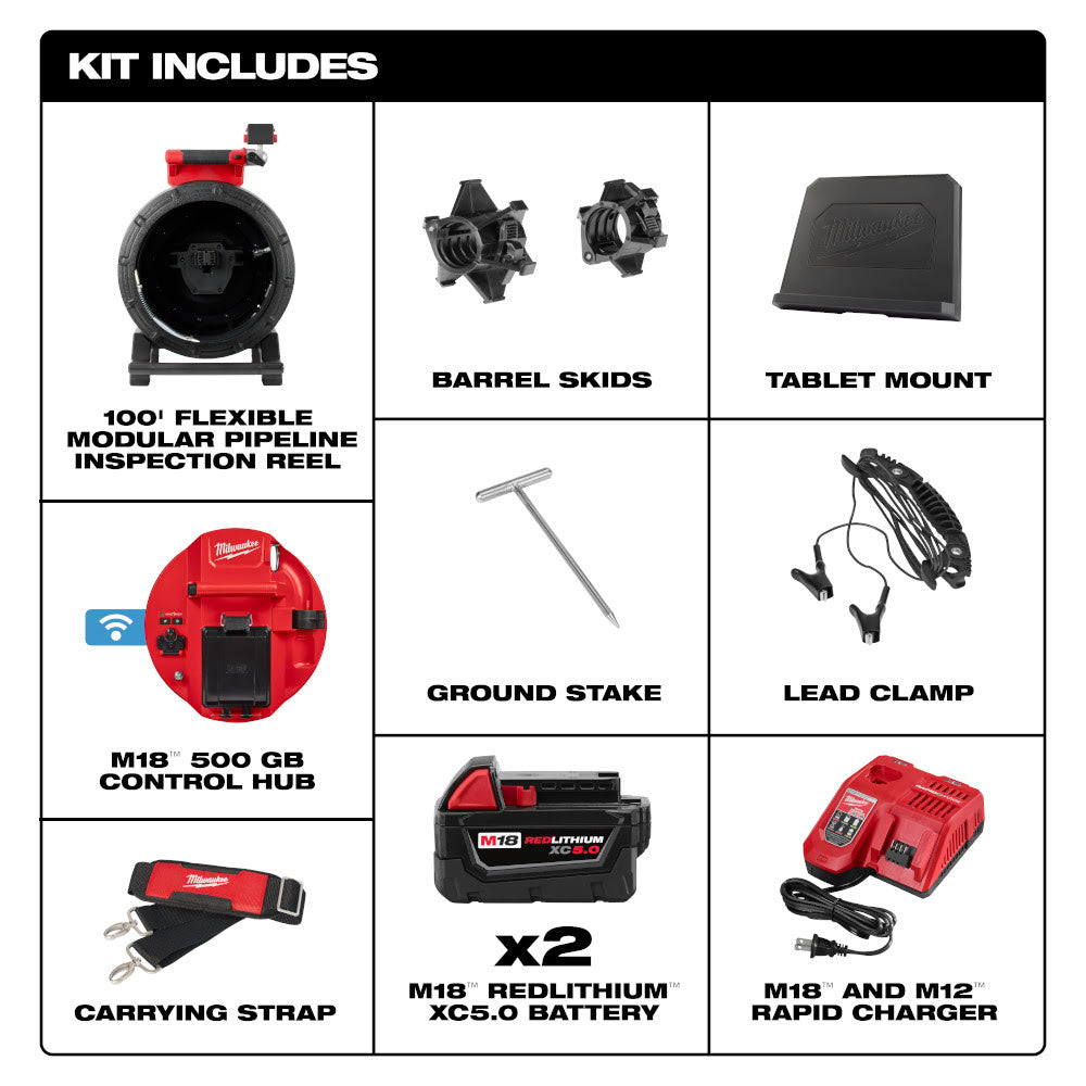 Milwaukee 3972-22 M18 100 Flexible Modular Pipeline Inspection System