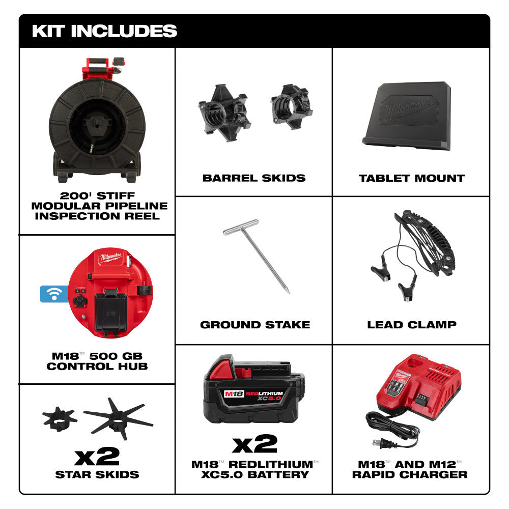 Milwaukee 3974-22 M18 200 Stiff Modular Pipeline Inspection System