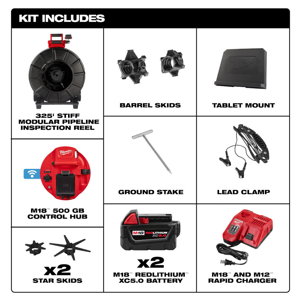 Milwaukee 3976-22 M18 325 Stiff Modular Pipeline Inspection System